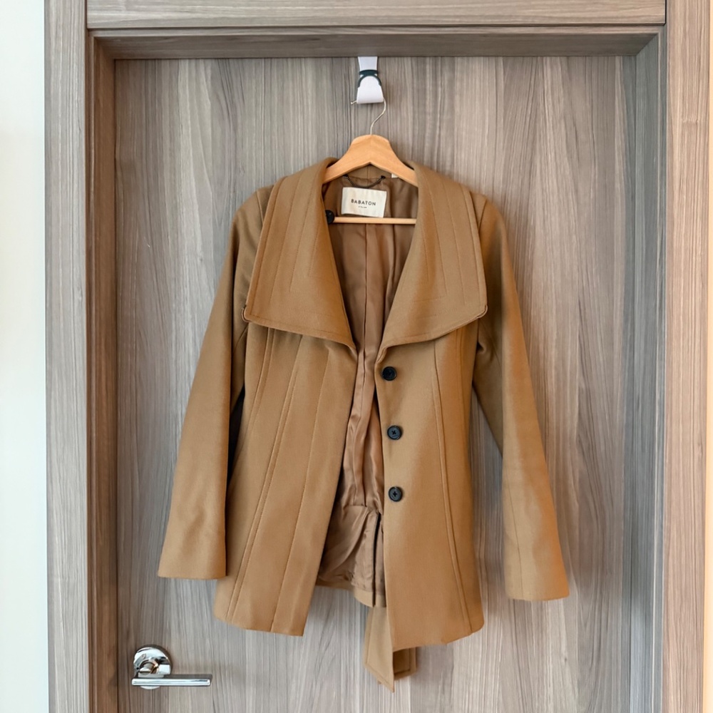 Aritzia Camel Brown Wool Blend Coat